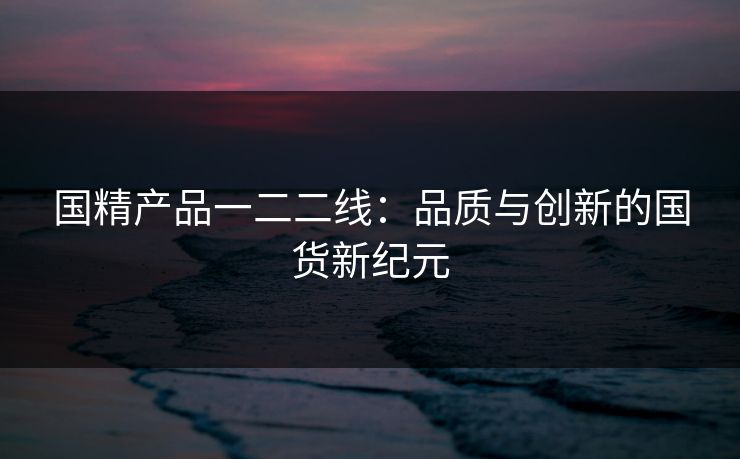 国精产品一二二线：品质与创新的国货新纪元