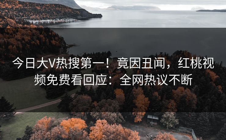 今日大V热搜第一！竟因丑闻，红桃视频免费看回应：全网热议不断