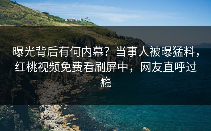 曝光背后有何内幕？当事人被曝猛料，红桃视频免费看刷屏中，网友直呼过瘾
