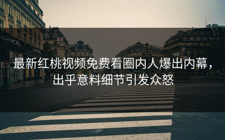 最新红桃视频免费看圈内人爆出内幕，出乎意料细节引发众怒