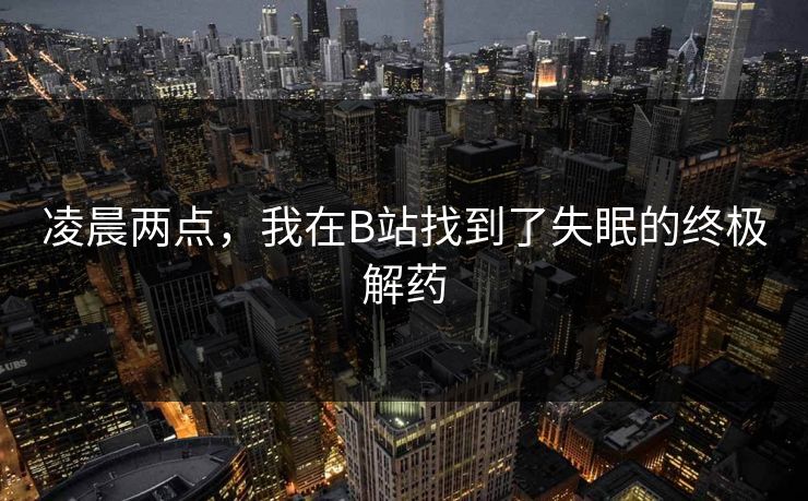 凌晨两点，我在B站找到了失眠的终极解药